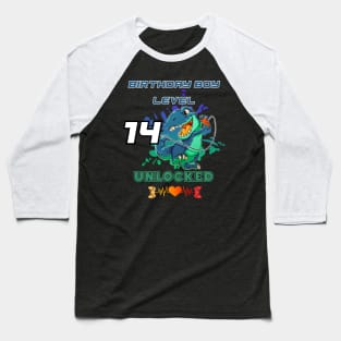 Birthday Boy Level 14 Unlocked Baseball T-Shirt